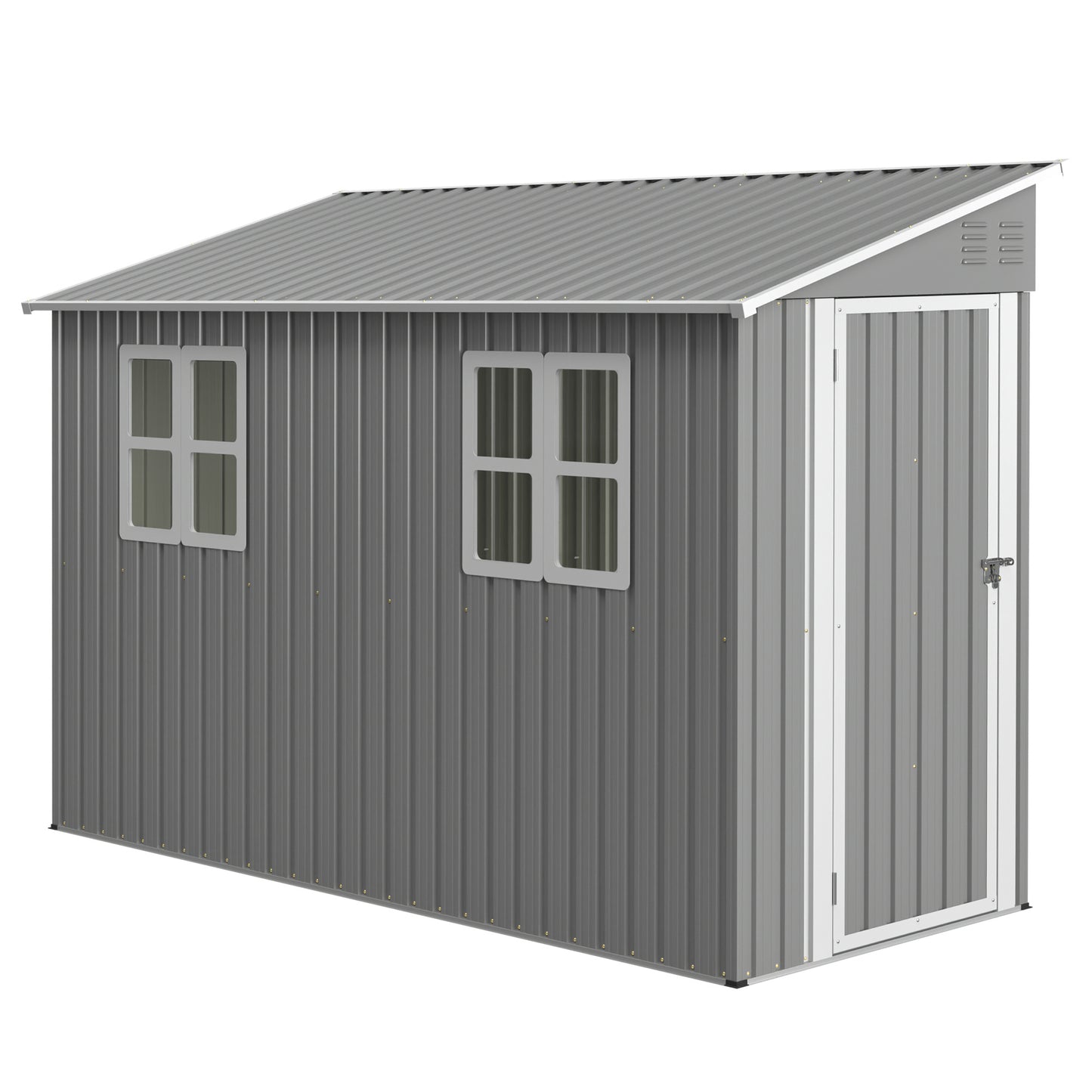 4x10 FT Galvanized Steel Outdoor Shed  Weatherproof Lockable Storage For Tools, Bikes And Pets,With Sloping Roof And Windows
