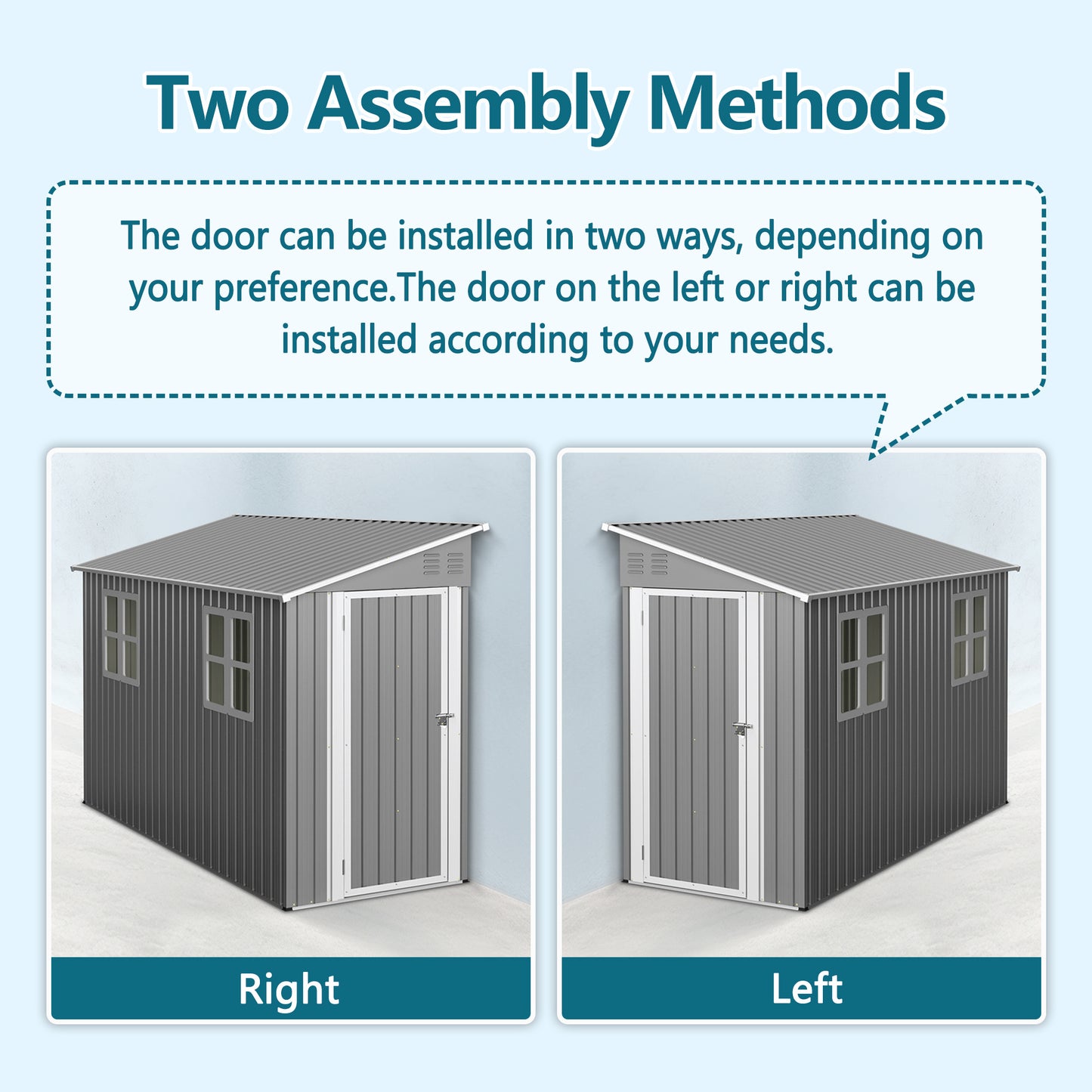 4x10 FT Galvanized Steel Outdoor Shed  Weatherproof Lockable Storage For Tools, Bikes And Pets,With Sloping Roof And Windows