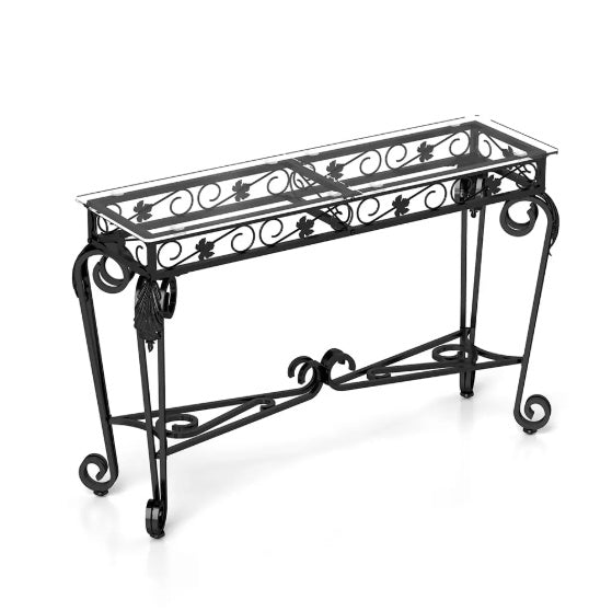 Modern Tempered Glass Metal Frame Table Table